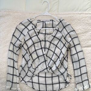 Dainty Hooligan Black and White Plaid Blouse